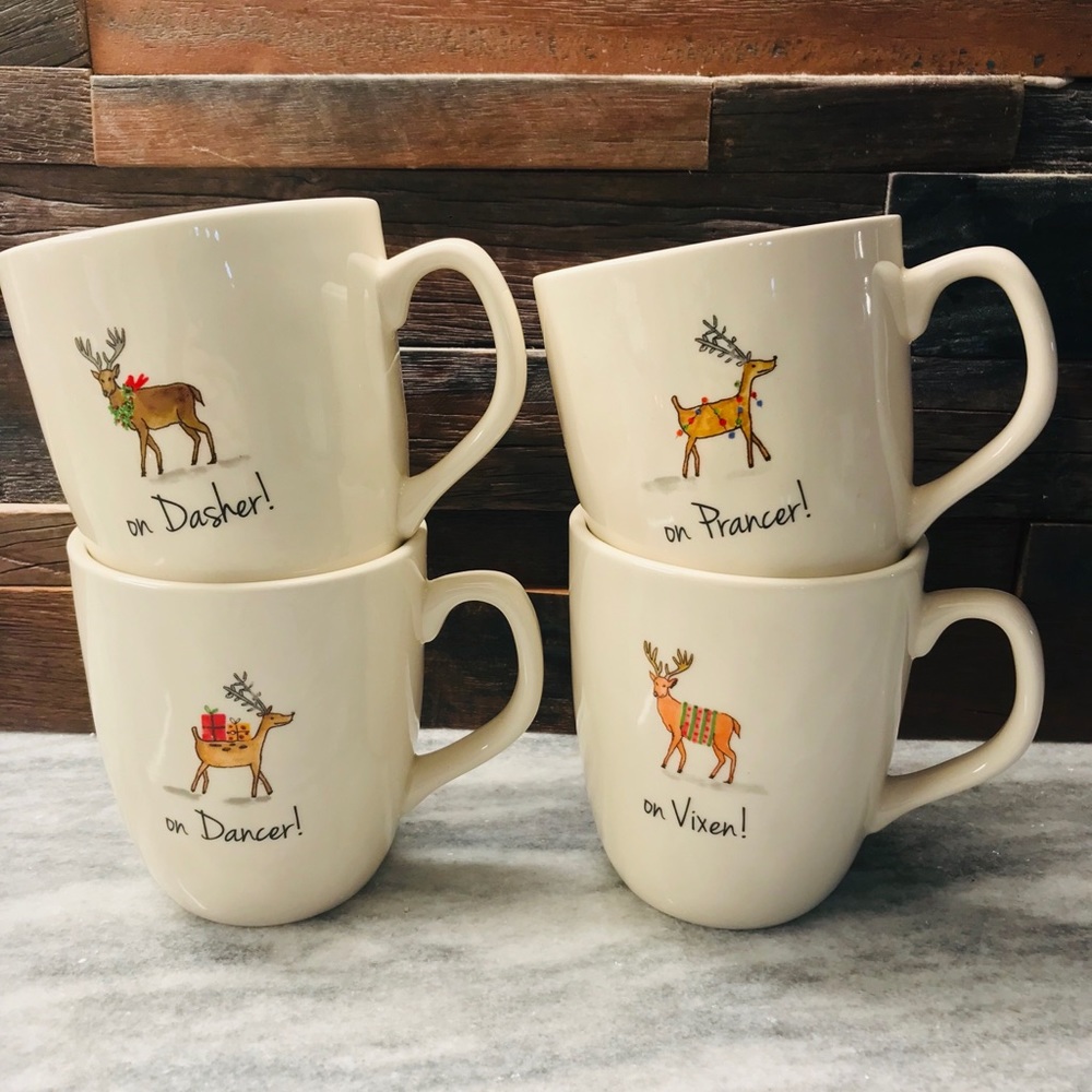 Dasher, Dancer, Prancer and Vixen Rae Dunn mugs